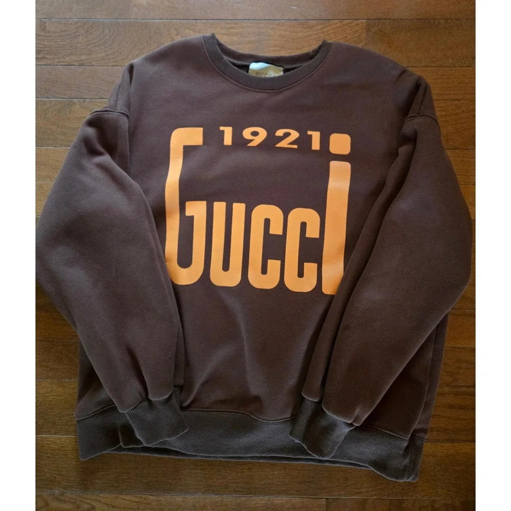 Gucci Crewneck Sweatshirt 1921 Brown  Size L Made in Italy
